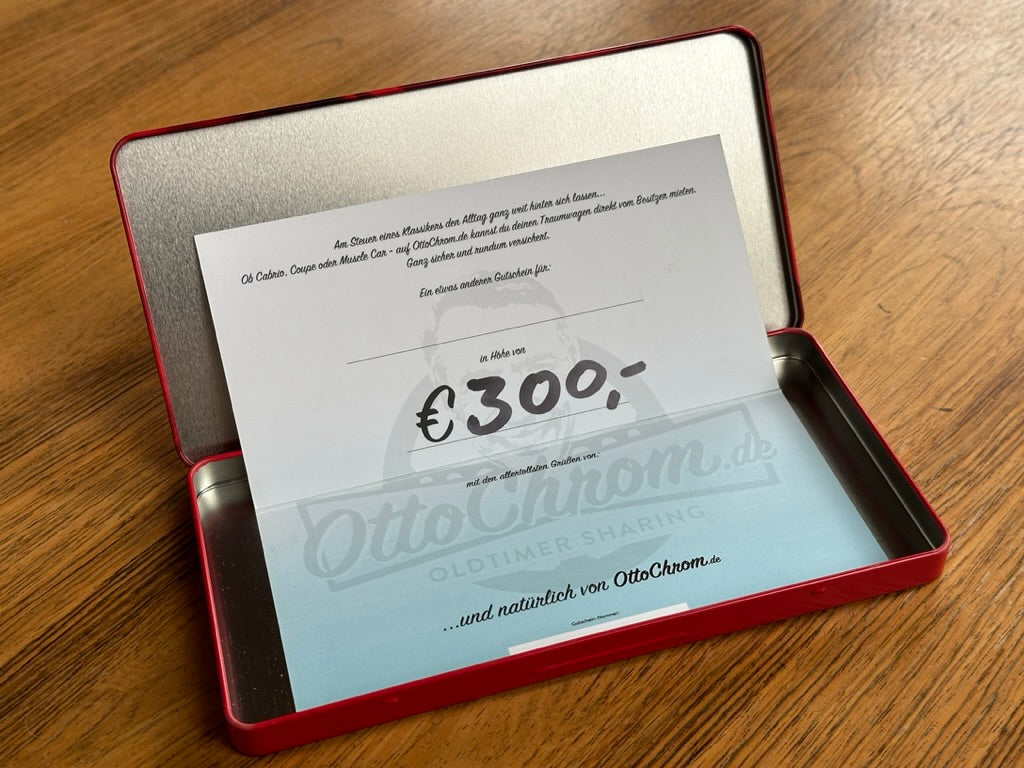 Nachbars Rose auf der magischen Metallschachtel mit Klappgutschein und originalem Autoschlüssel (plus 12,50 Euro inkl. Versand)